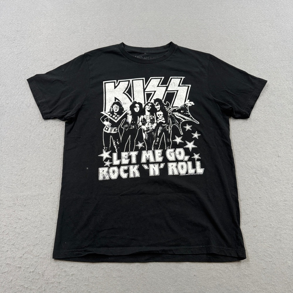 KISS T-Shirt Men's Medium Black Let Me Go Rock N Roll Music Tour Short Sleeve